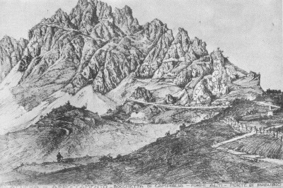 Nákres Cesty 52 tunelů od kapitána Piconeho (zdroj stradedelle52fallerie.it)